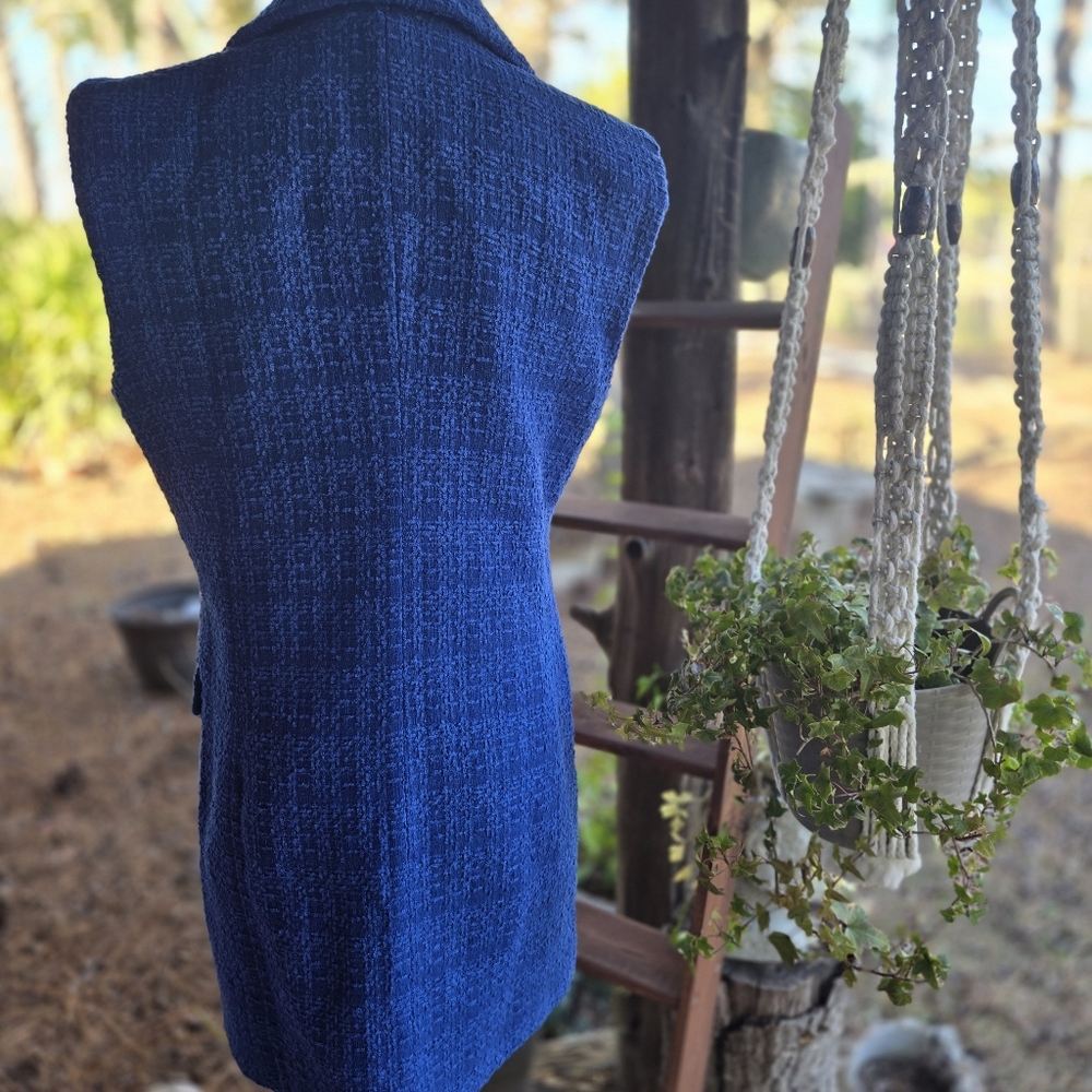 Galita Bright Blue Tweed Blazer Midi Dress Size Large - Picture 8 of 15